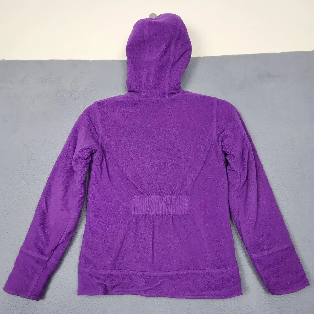 Columbia Jacket Youth 10/12 Purple Reversible Fleece Quilted Hooded Insulated